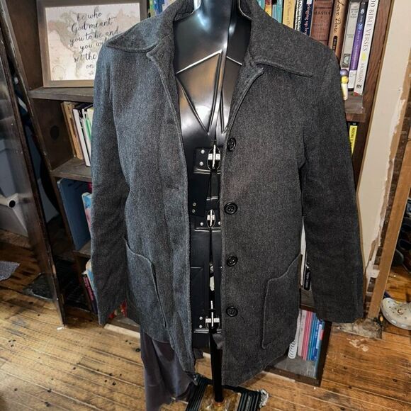 Gap gray recycled wool business casual M professional pea coat - Picture 1 of 4